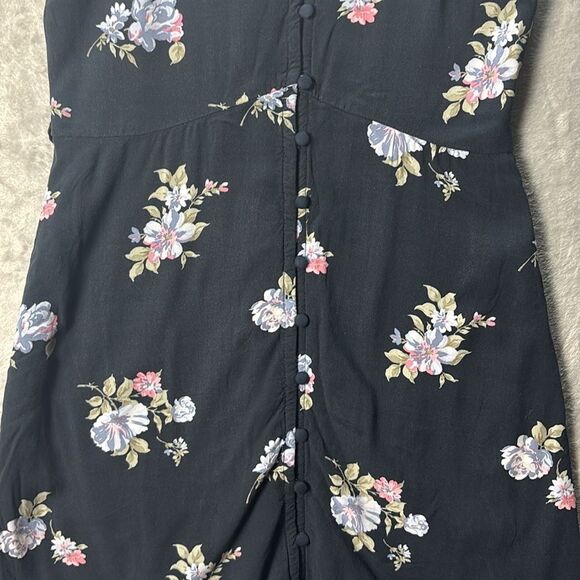 Abercrombie & Fitch Women's Navy Blue Floral Button Front Dress Size Small - Picture 4 of 10